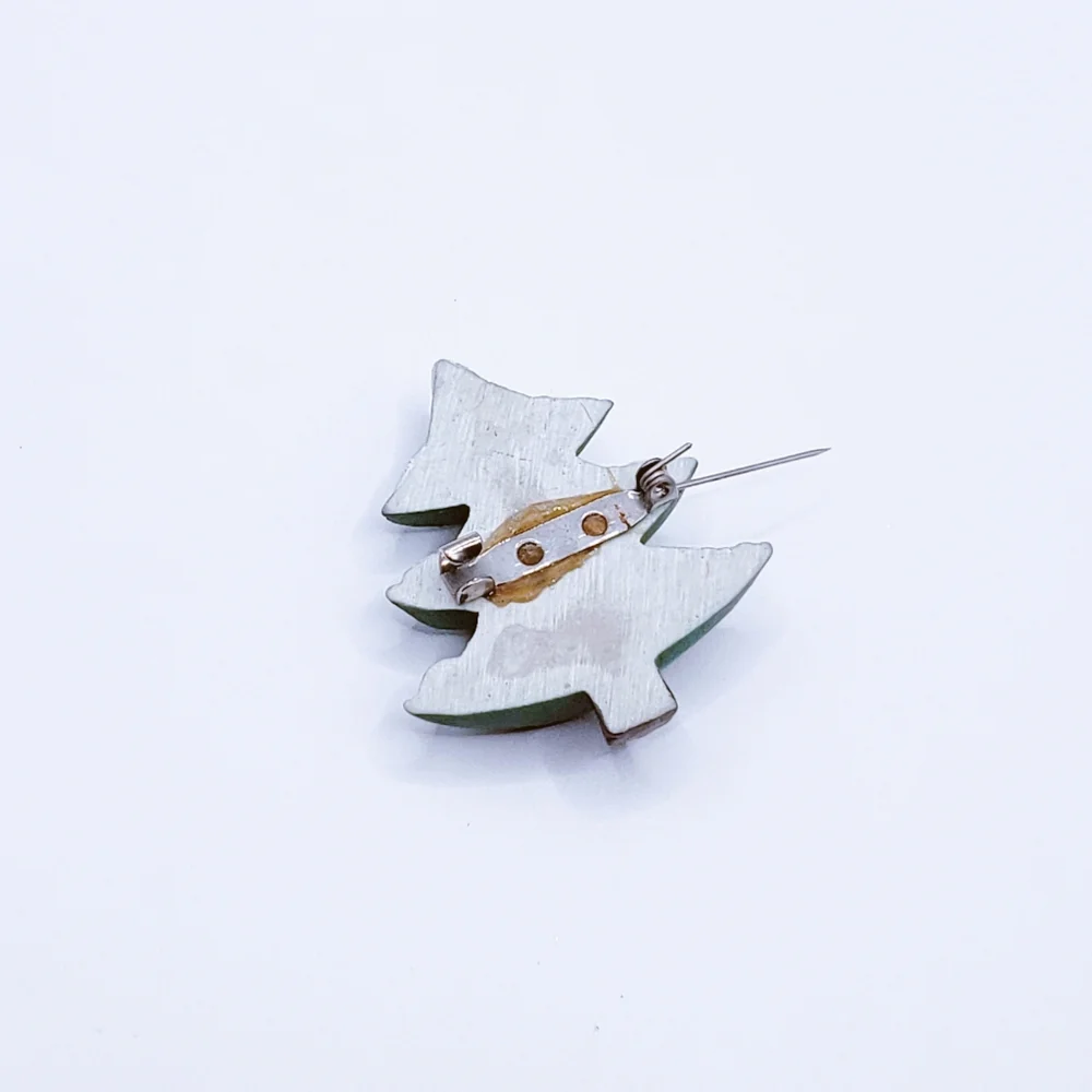 Festive Green Christmas Tree Brooch